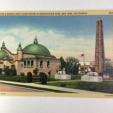 California Postcard Mid 1900s San Jose Cleopatra Needle Planetarium