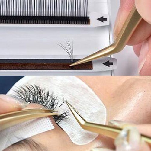 Professional Eyelash Tweezers Stainless Steel Lash Grafting Makeup Tools New - Picture 3 of 19