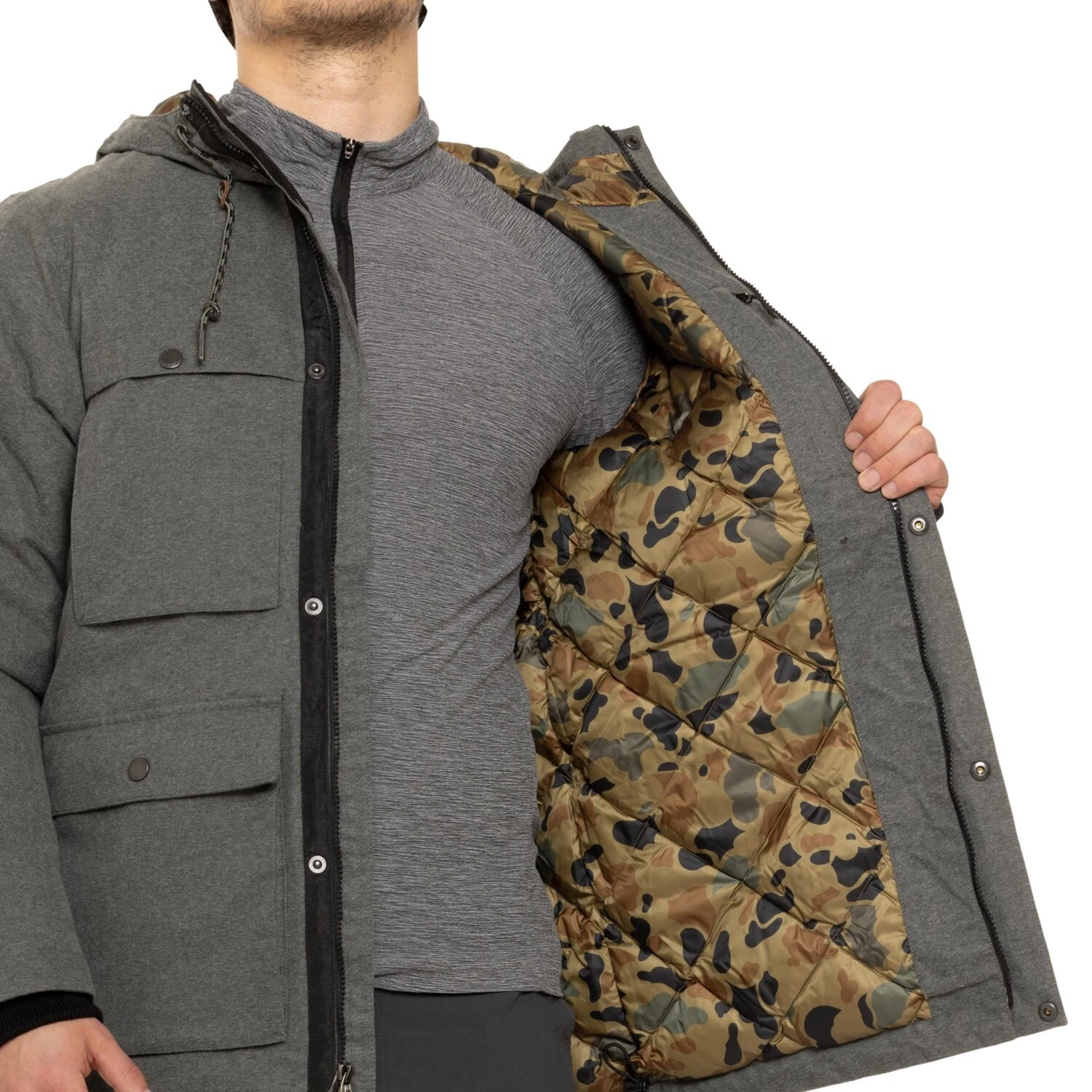 EDDIE BAUER NEW $299 Mens 650 Down Insulated Size XL Jacket Waterproof Camo Hood