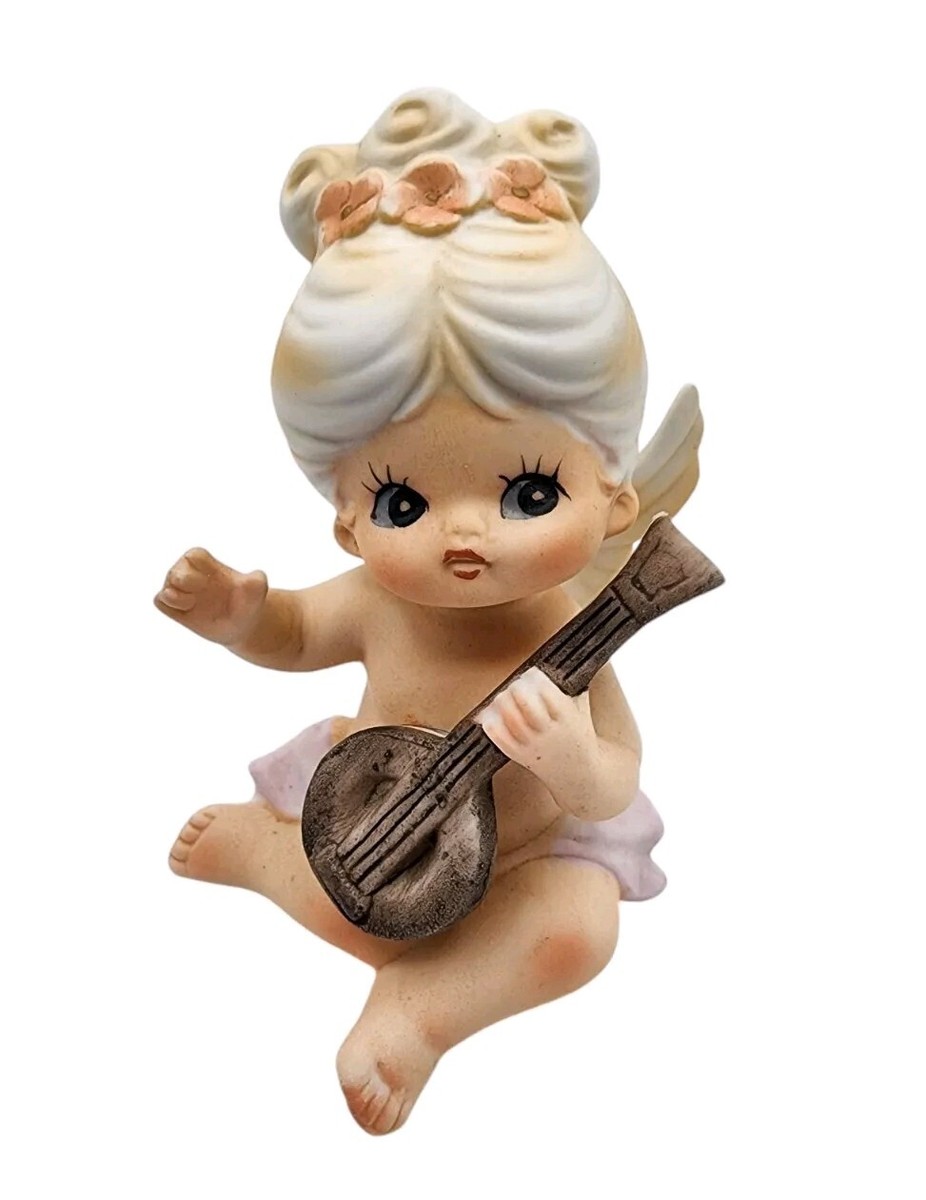 Vintage Japan Lego Bisque Porcelain Birthday Angel Girl Cherub