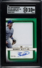 2023 Topps Definitive Bobby Witt Jr. Autograph Relic Collection Green /25 SGC 10