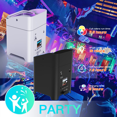 108W Akku Wiederaufladbare LED Par Strahler Partylicht RGBWA UV DMX Schwarz/Weiß
