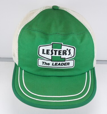 Lester Pfister Lester's farm seed hat cap Vtg 70s snapback corn silkscreen