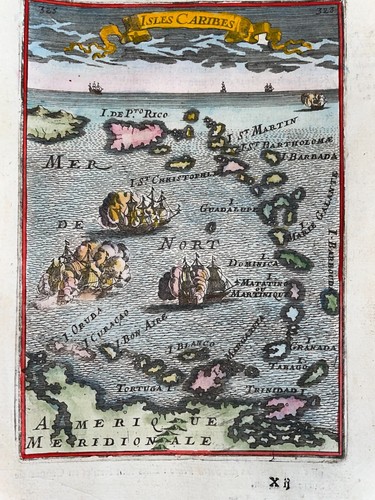 CARIBBEAN 1683 ALAIN MANESSON MALLET ANTIQUE MAP 17TH CENTURY FRENCH EDITION - Picture 2 of 3