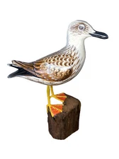 SANDPIPER METAL LEGS HAND CARVED WOOD TROPICAL SCULPTURE BIRD DECOR