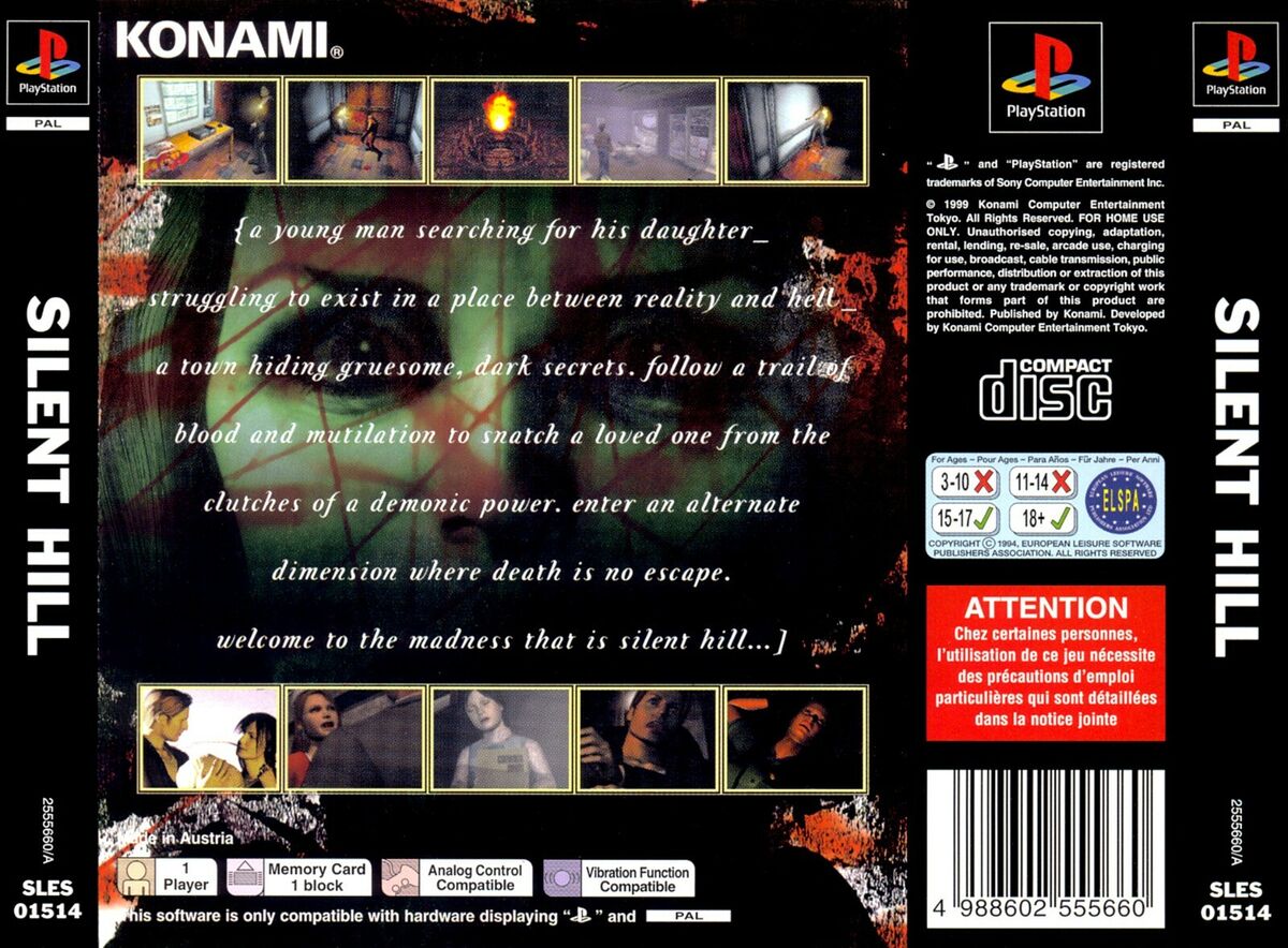 Silent Hill 1 PS1 Front PAL Replacement Box Art Case Insert Cover only