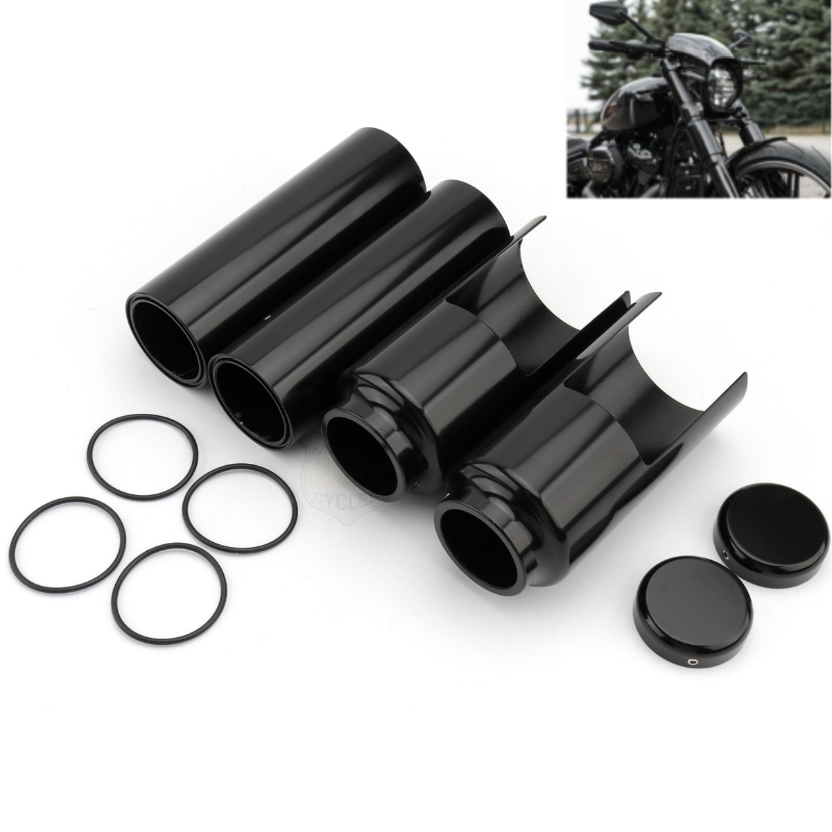 CNC 6PCS Upper Lower Fork Tube Fork Cover For Harley Dyna