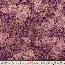 Mandarin Dynasty Hoffman Fabrics Metallic Purple Floral Cotton by the HALF YARD