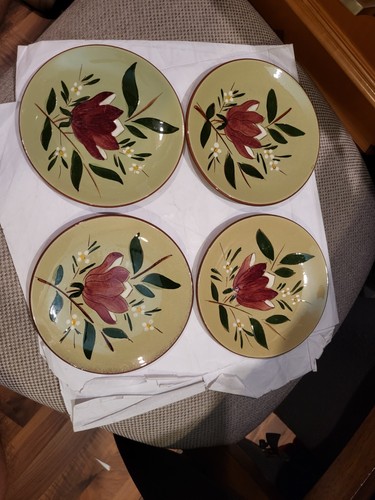 4 Vintage Stangl Pottery 1950s Magnolia Pattern Small Dessert Plates 6"