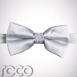 Boys Silver Banded Dickie Bow Tie Wedding Prom Page Boy Dickie