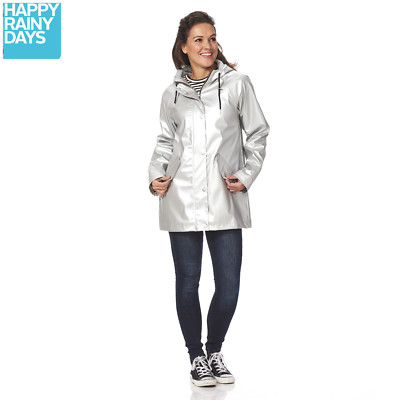 Happy Rainy Days L silver silber Regenjacke Teddyfutter