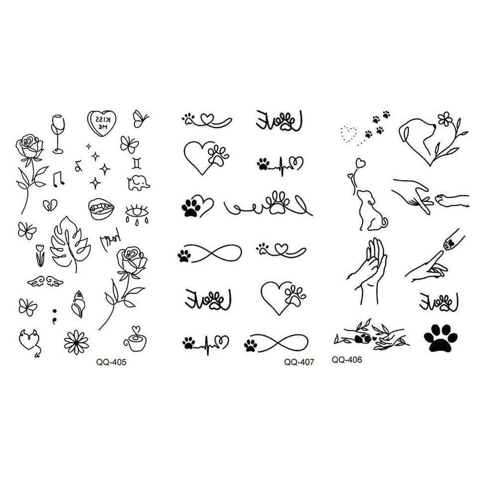 Waterproof Temporary Tattoo Sticker Love Emoticon Sun Lines Skull