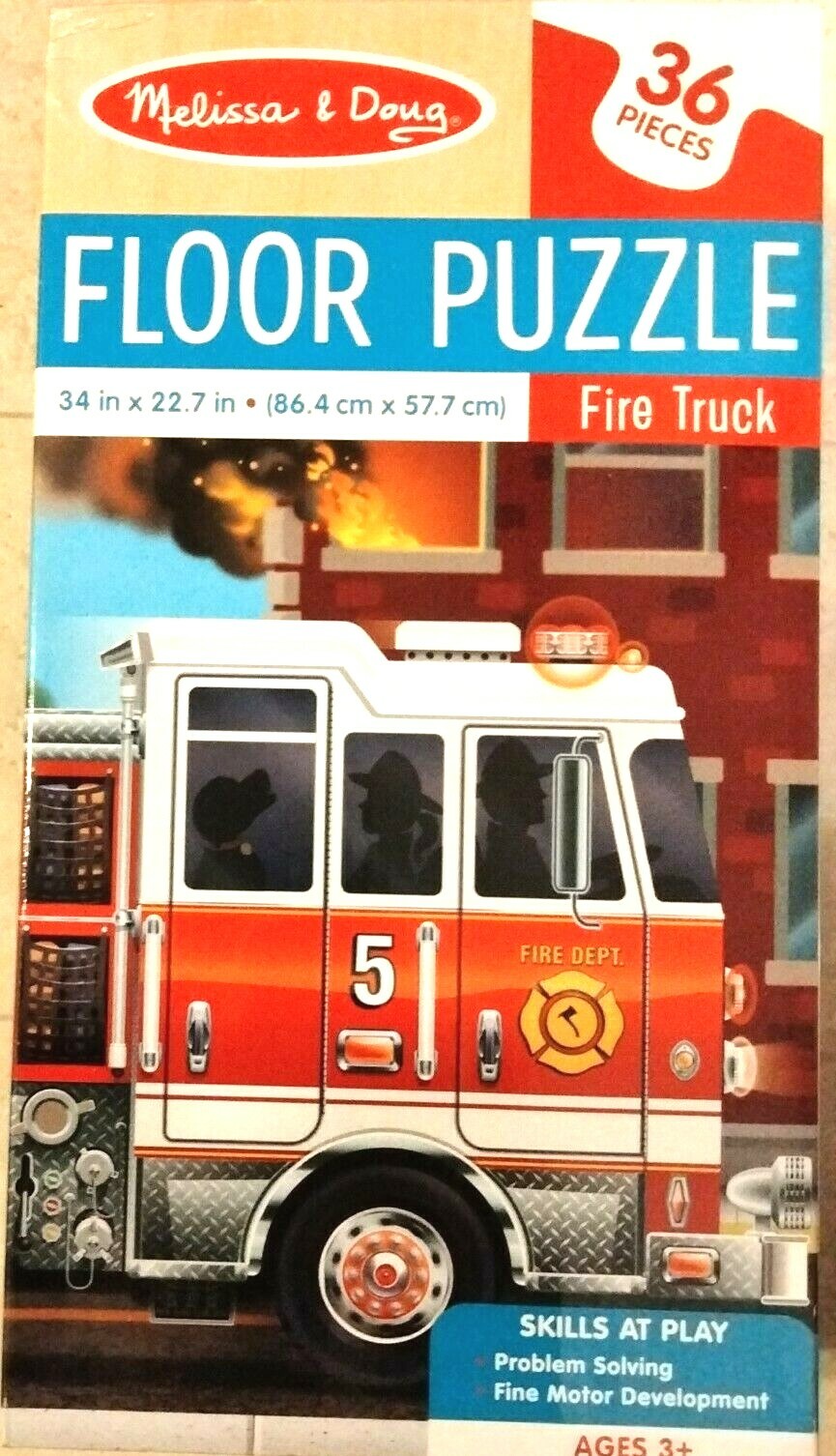 Melissa & Doug 36 Piece Fire Truck Floor Puzzle Ages 3+ New In Box