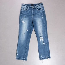 Judy Blue Release Hem High Waist Ankle Straight Fit Stretch Jeans Size 5/27