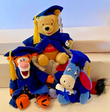 Disney Store Pooh, Tigger  Pooh Graduation Plush Bean Bag Toys NWT