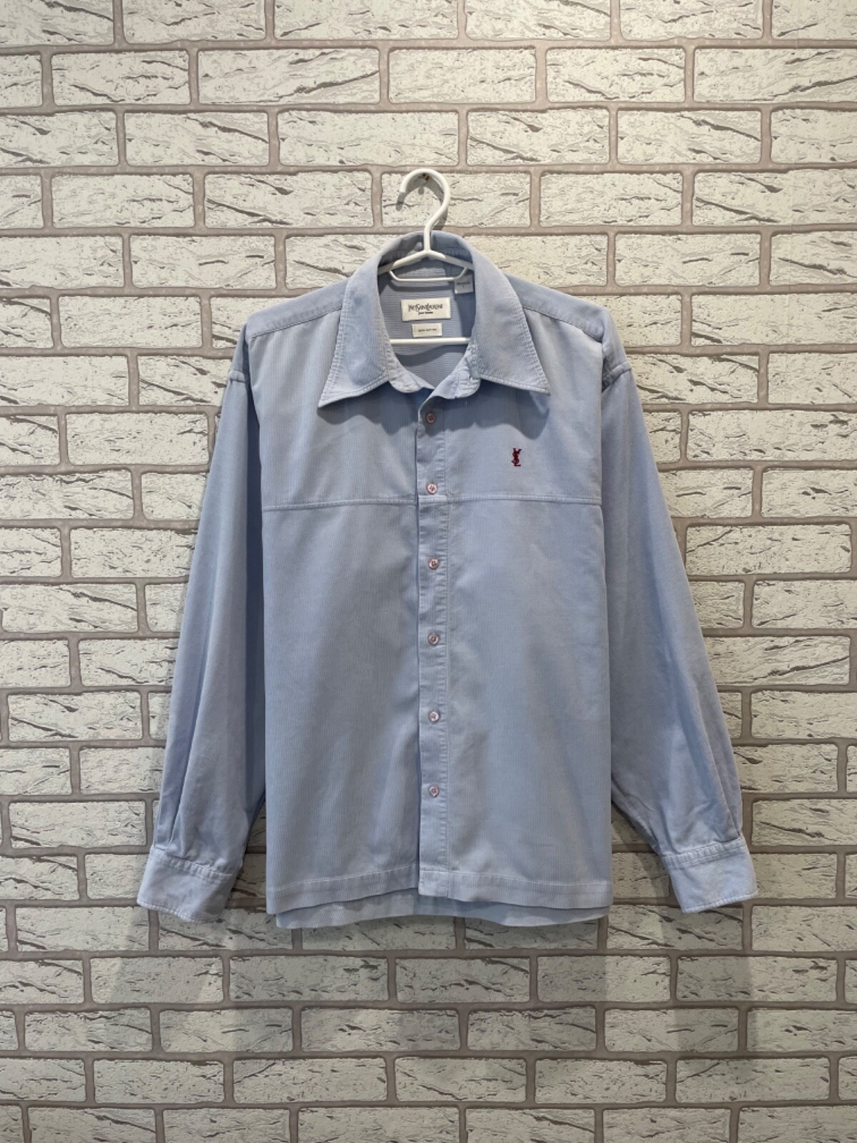 YSL Yves Saint Laurent Camicia Donna Velluto Sopracamicia Giacca Blu Taglia L M