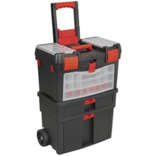 452 x 255 x 850mm Portable Tool Chest / Toolbox - Multi Compartment Wheeled Unit