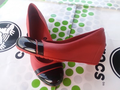 CROCS CAP TOE WEDGE GIANNA ALICE MARY JANE LINA SHOE SANDAL~Black Red~W 7~NEW