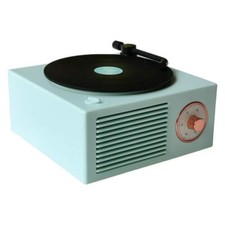 Vinyl Record Player Style Bluetooth Speaker Old Fashioned Classic Style Blue Cut