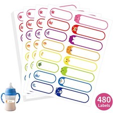 480 Waterproof Baby Bottle Name Labels Write-On School Name Labels Stickers Tags