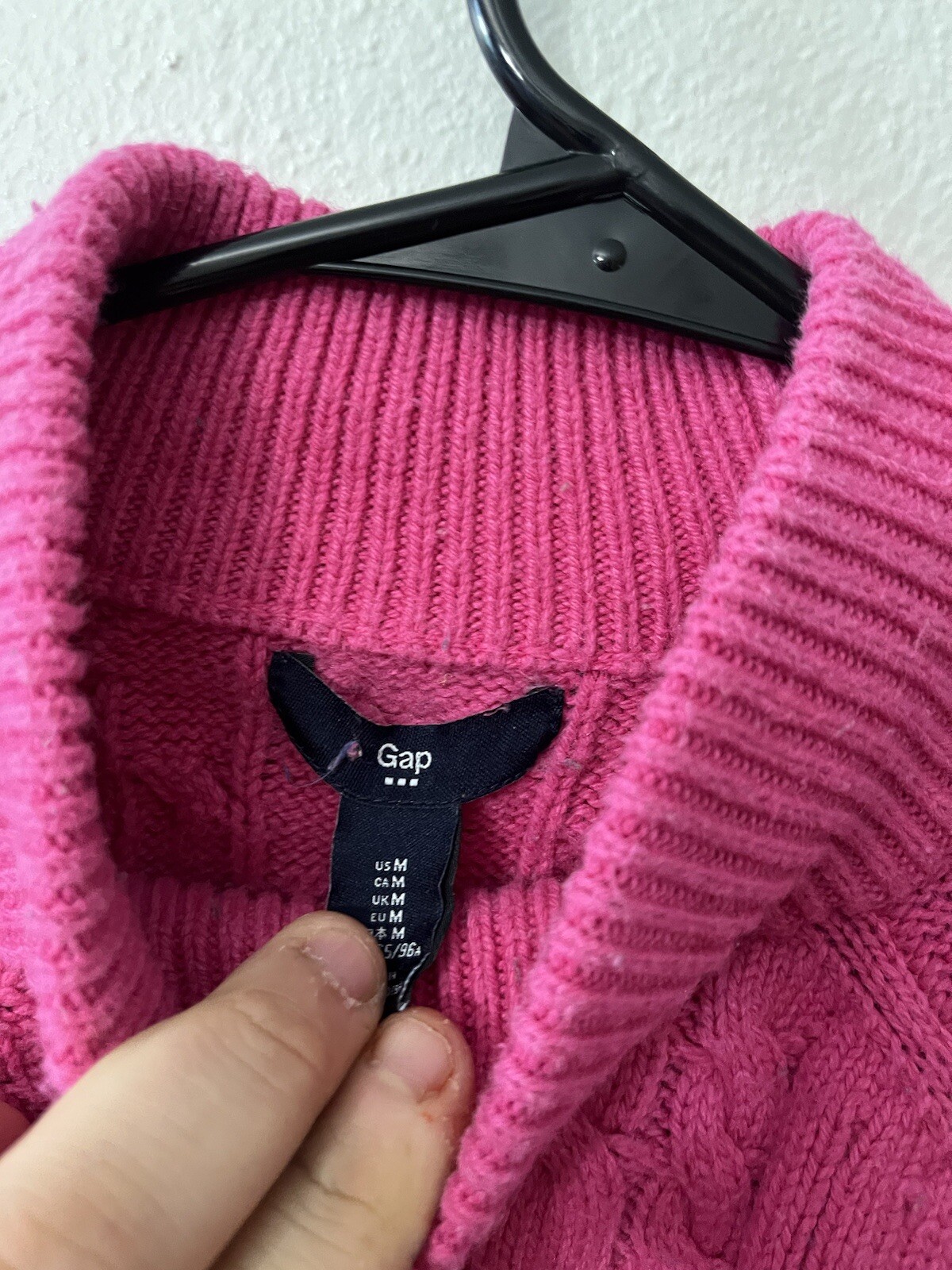 GAP‎ Medium Solid Pink Mock Neck Patterned Sweate… - image 3