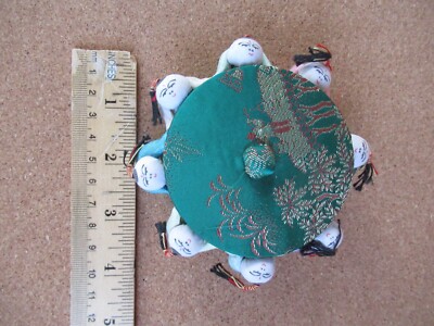 小物 SUMO Vintage Asian Chinese Round Pin Box Trinket Sewing Satin
