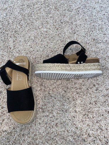 Suede Black Braided Detail Espadrille Platform Size 5.5 NEW - Picture 2 of 7