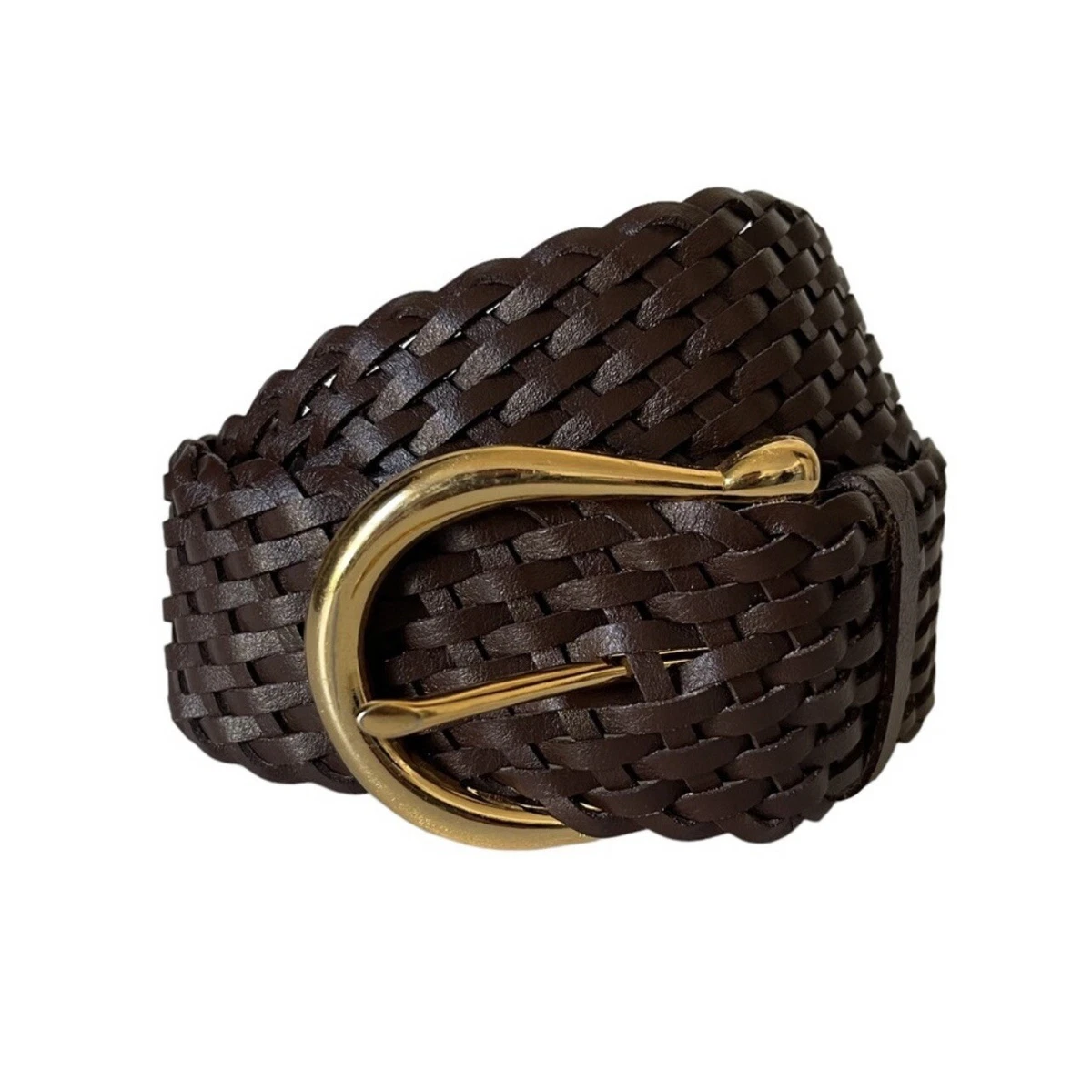 Michael Kors Women s Chocolate Brown Leather Braided Belt Medium