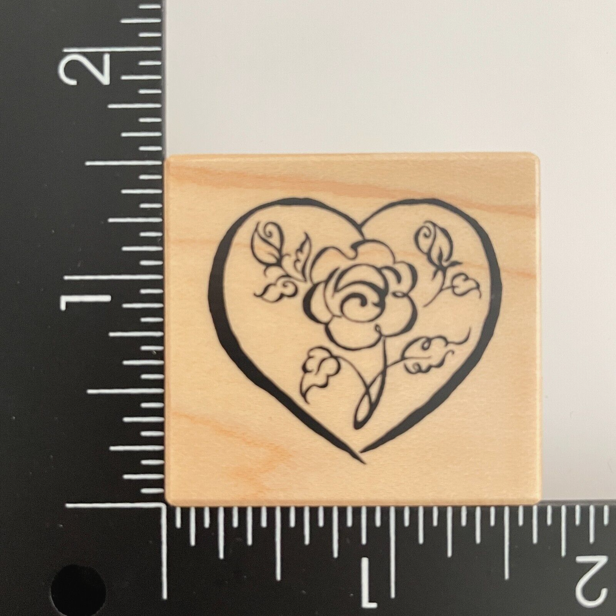 PSX Rose Flower Heart Love Valentine C2546 Wood Mounted Rubber