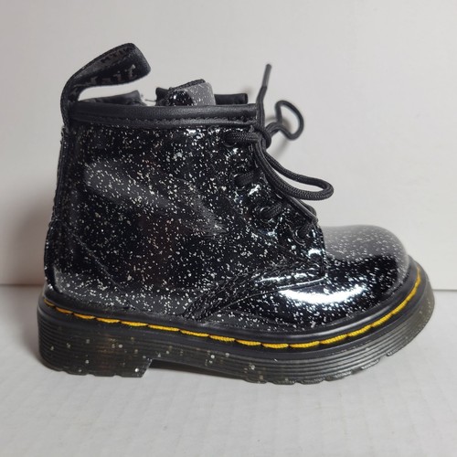 Dr Martens 1460 Cosmic Glitter Youth Toddler Size 5 Black Boots - Picture 3 of 9