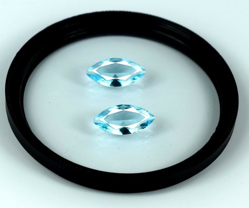 Ebay Natural Marquise Cut Swiss Blue Topaz 4 Ct Gemstone Pair Certified DC40 - Picture 5 of 10