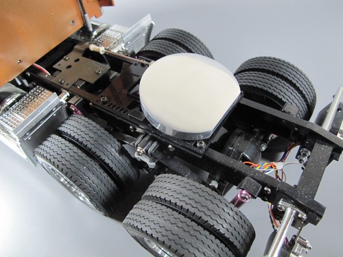 Nuova Coppia Tamiya RC 1/14 GlobeLiner King Hauler Piastra Di Copertura Scudo Scarico Metallo - Foto 2