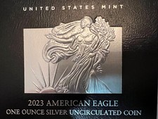 2023 W 99.9 %  1oz FINE SILVER AMERICAN SILVER EAGLE WITH OGP+COA. FROM US MINT