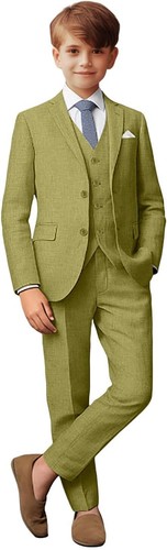 Boys' Suits Slim Fit Linen Suit Casual 3Pcs Suits for Boys Summer Beach Outfits - Picture 8 of 37