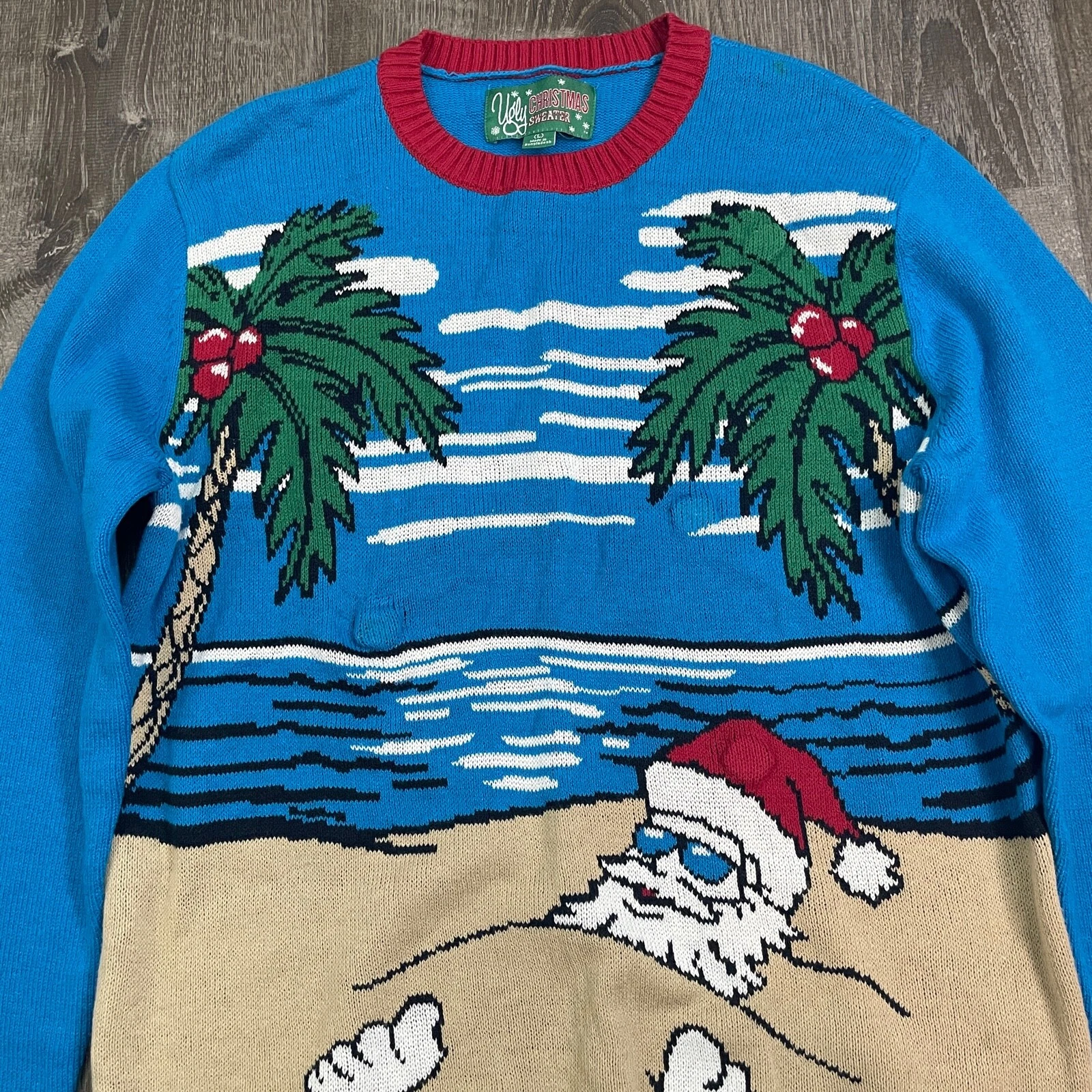 Ugly Christmas Sweater Unisex Knit Light Up Multicolor Pullover Graphic Size L