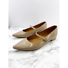 J.Crew Mary Jane Pointed Toe Flats Womens 8.5 Nude Patent AA528
