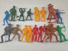 Vintage Army Soldiers Lot of Large Army Men Cowboys Indians half damaged