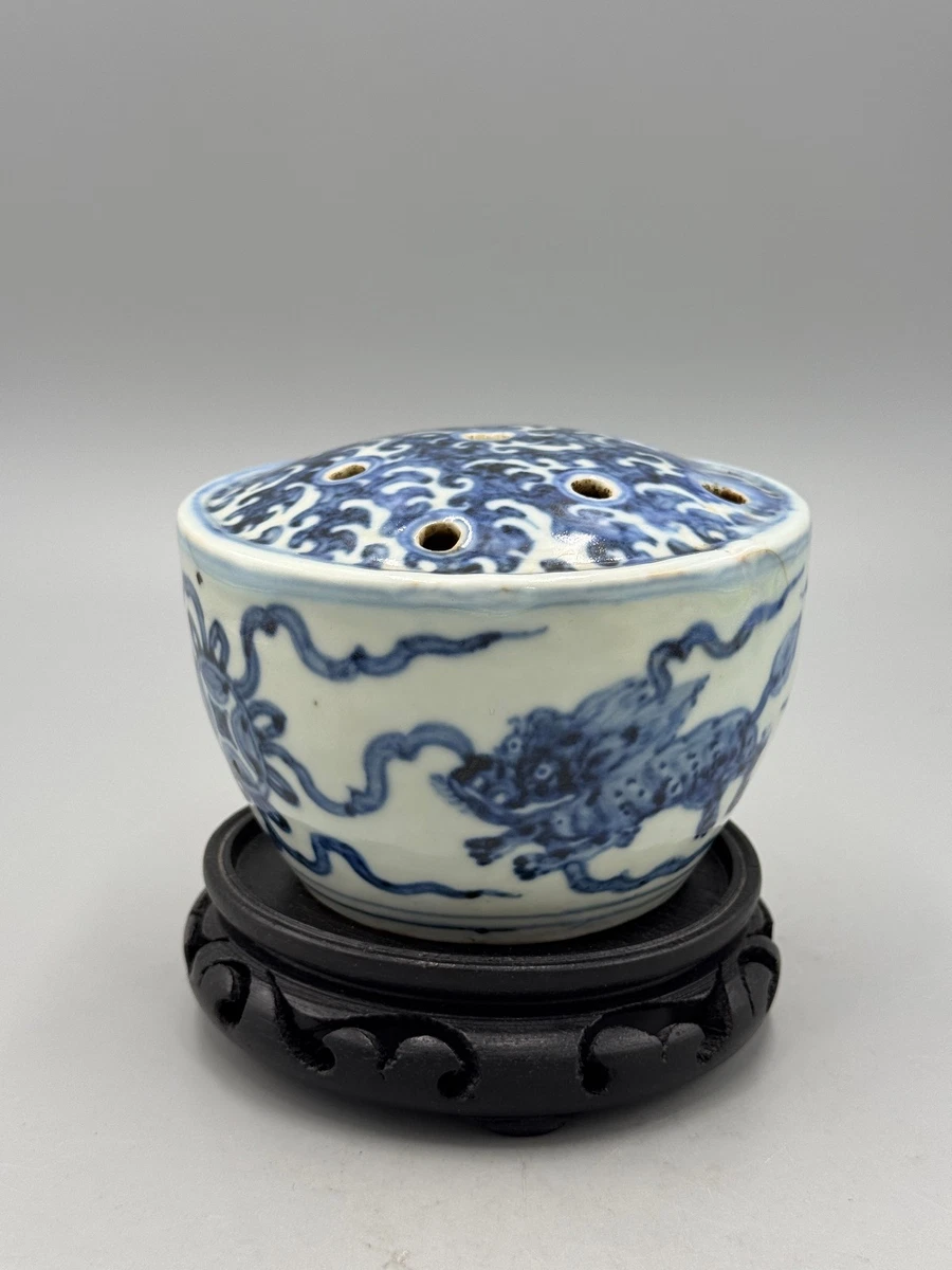 蓝色陶瓷中国古董香炉| eBay