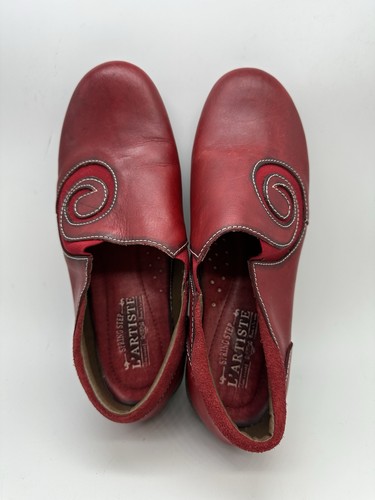 Scarpe slip-on L'artiste Spring Step Uno in pelle rossa comode Artsy EU 40 US 9