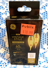 GE Vintage Style LED Candelabra 2 BULBS Amber Glass 60W 400 LUMENS Fast Ship