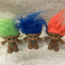 3 Ace Novelty TROLLS with matching hair belly jewels