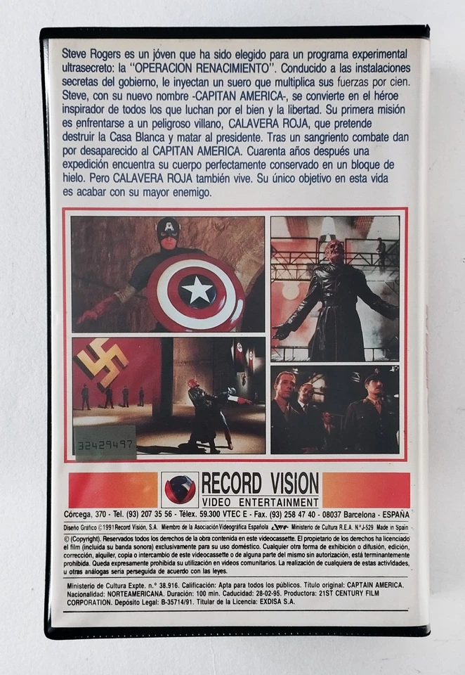 CAPITAN AMERICA - (RECORD VISION) CAJA GRANDE VHS, DE VIDEOCLUB, 1ª EDICIÓN - Imagen 3 de 4