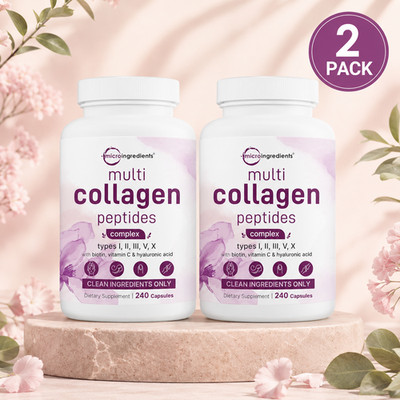 2 Pack Micro Ingredients Multi Collagen Peptides 240 Capsules Each