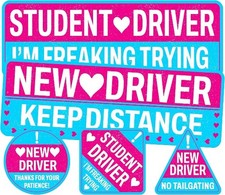 Student New Driver 5-Piece Vinyl Sticker Pack, Waterproof UV Prin Color: Std04