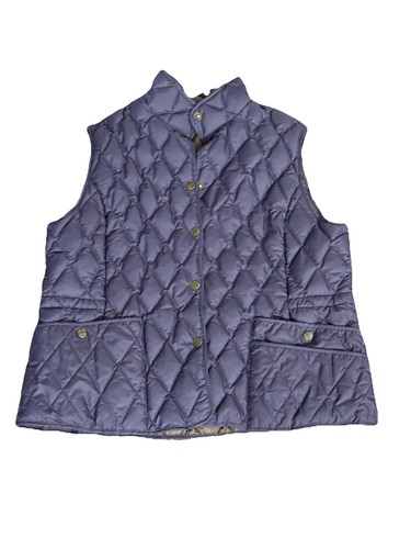 EDDIE BAUER Damen 550 Gänsedaunen WESTE, Größe XL Petite, lila Druckknopf gesteppt