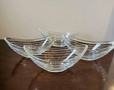 4 Banana Split Ice Cream Pasabahce Gondol Clear Glass Dessert Bowls 6.5''