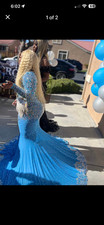 Blue rhinestone prom dress