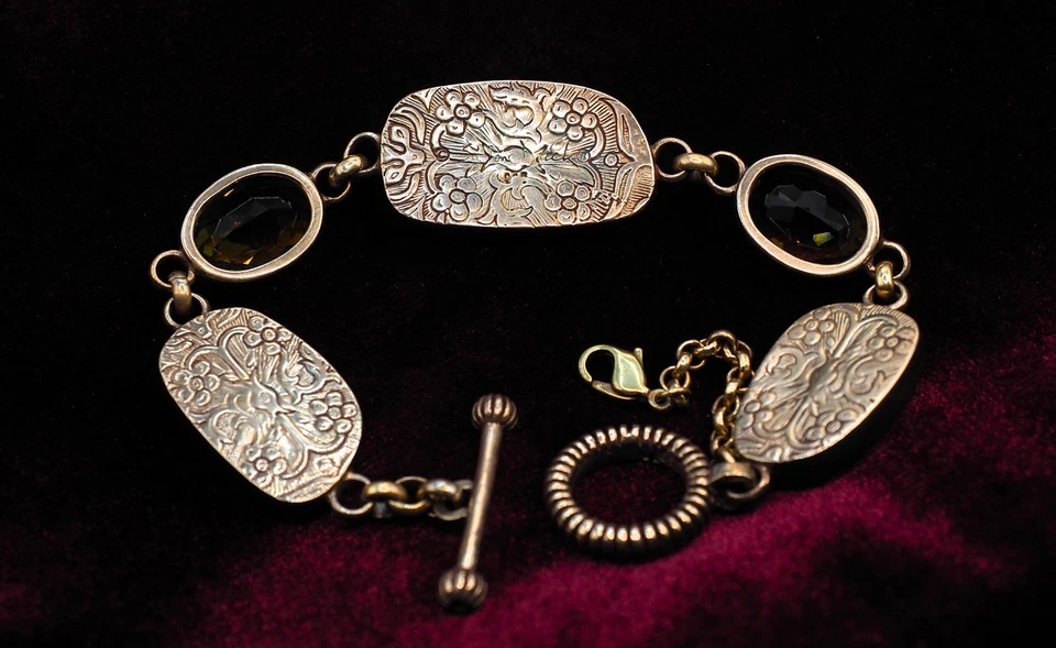 Stephen Dweck - Bronce - Pulsera Cuarzo Negro Ámbar y Oliva - Longitud 7.50" Foto 2 de 4