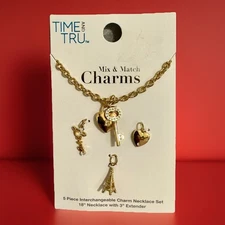 New Time and Tru Women's Gold-Tone Interchangeable Love Theme Charms Necklace.