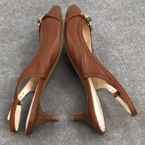 COACH Dakota Brown Leather Kitten Heel Pointed Toe Slingback Pumps Size 9B - Picture 12 of 13